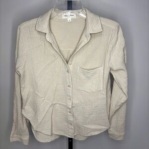 Cloth & Stone Women’s Small Cream Button-Up Shirt 100% Cotton